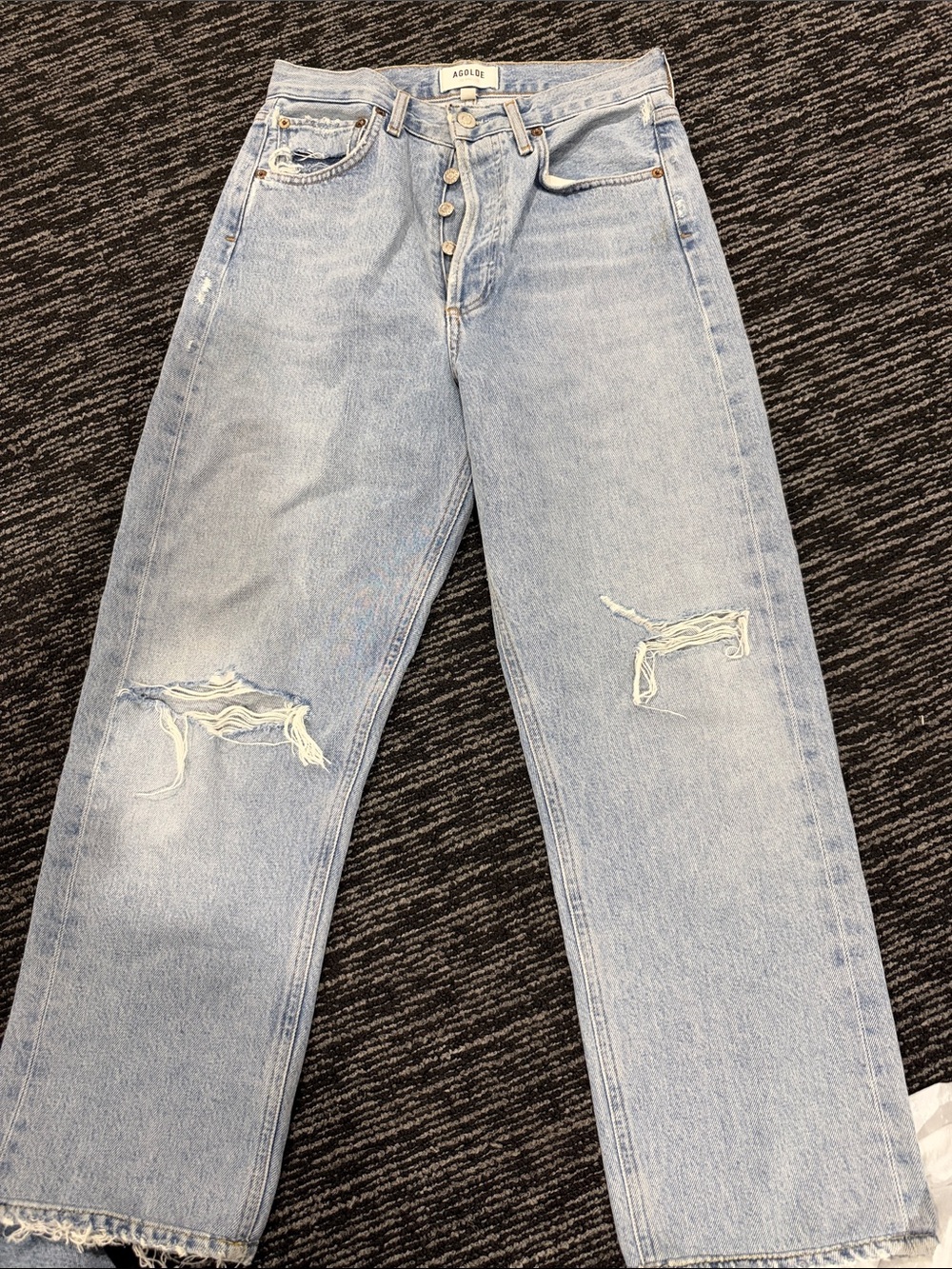 Agolde Light Blue Distressed Relaxed Jeans